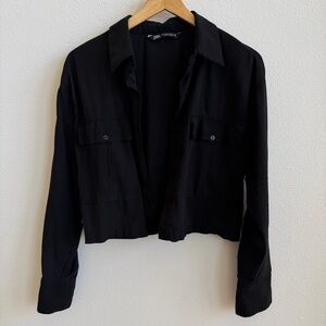 Zara Women's Black Cropped Jacket